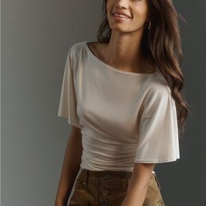 Reformation Avery Knit Flutter Sleeve Top